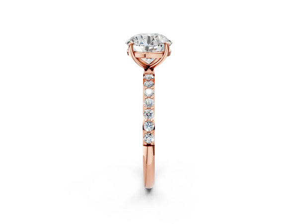 Rose gold Round Diamond Pavé Band with Six-Prong Setting