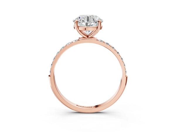 Rose gold Round Diamond Pavé Band with Six-Prong Setting