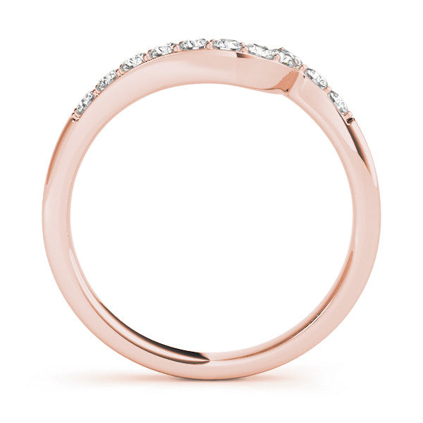 Rose gold Round Diamond Pavé Chevron Wedding Band 1