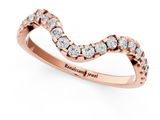 Rose gold Round Diamond Pavé Chevron Wedding Band with Prong Setting_5