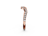 Rose gold Round Diamond Pavé Chevron Wedding Band with Prong Setting_6