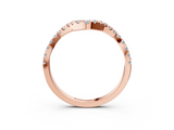 Rose gold Round Diamond Pavé Chevron Wedding Band with Prong Setting_7