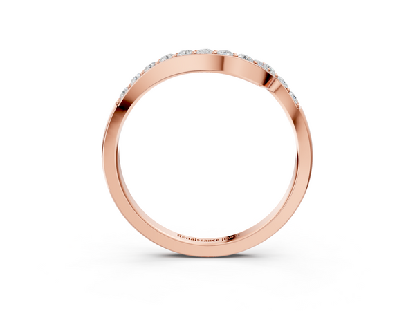 Rose gold Round Diamond Pavé Chevron Wedding Band