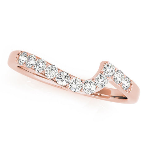 Rose gold Round Diamond Pavé Chevron Wedding Band