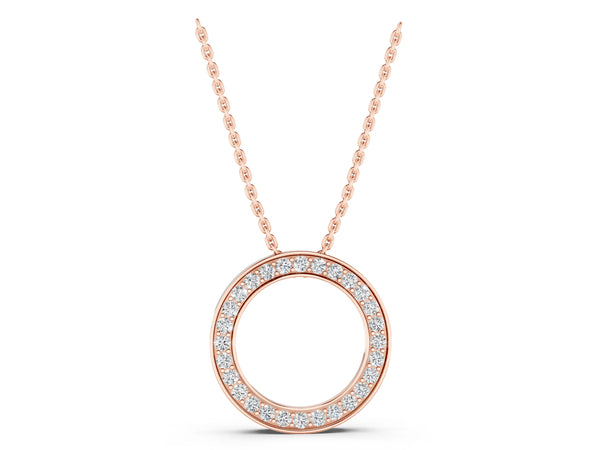 Rose gold Round Diamond Pavé Circle Pendant