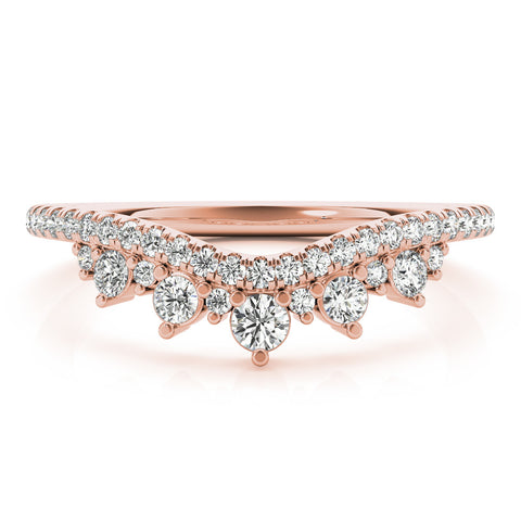 Rose gold Round Diamond Pavé Contour Band with Prong Setting 1