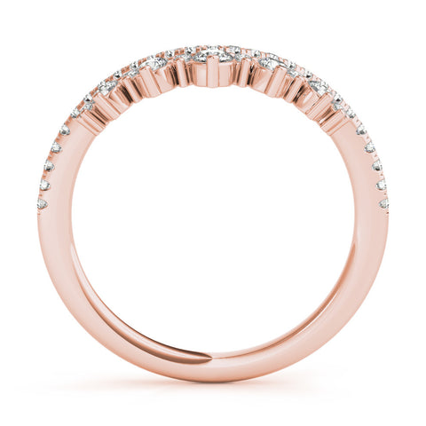 Rose gold Round Diamond Pavé Contour Band with Prong Setting 2
