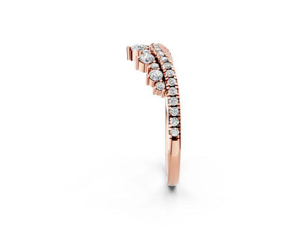 Rose gold Round Diamond Pavé Contour Band with Prong Setting