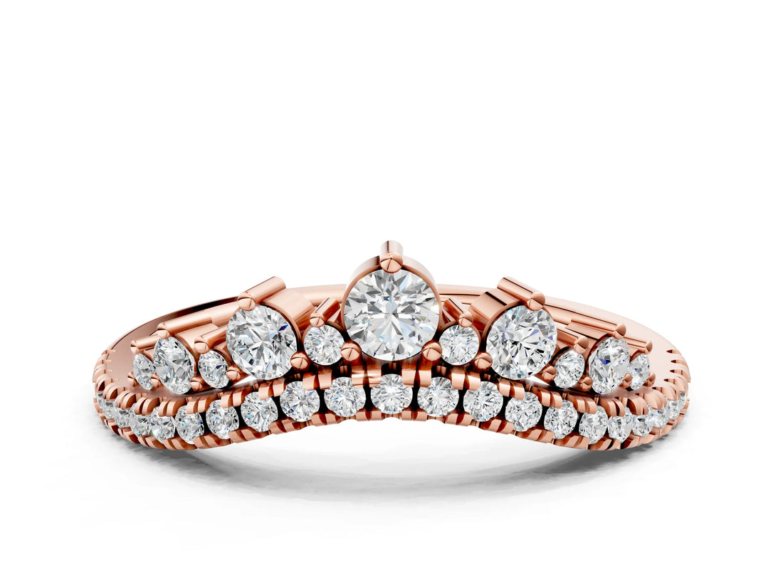 Rose gold Round Diamond Pavé Contour Band with Prong Setting_9