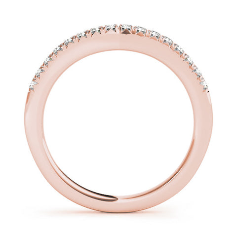 Rose gold Round Diamond Pavé Curved Band with Shared Prong Setting 1