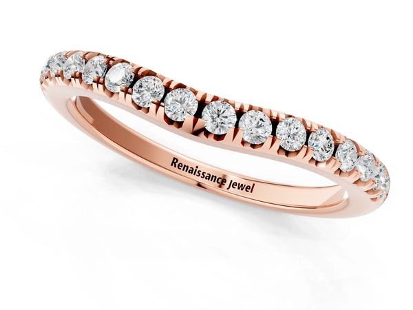 Rose gold Round Diamond Pavé Curved Band with Shared Prong Setting