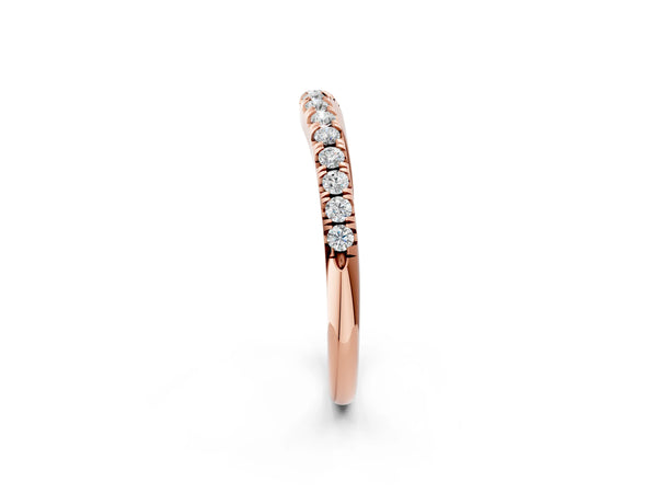 Rose gold Round Diamond Pavé Curved Band with Shared Prong Setting