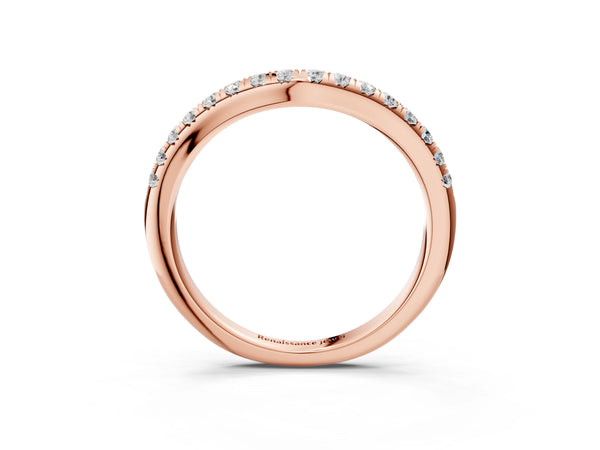 Rose gold Round Diamond Pavé Curved Band with Shared Prong Setting