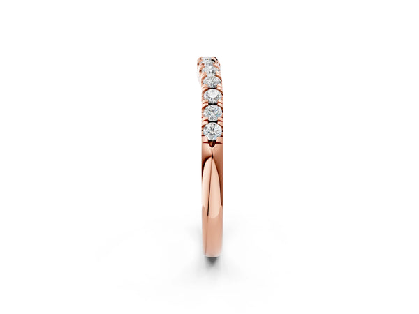 Rose gold Round Diamond Pavé Curved Eternity Band with Shared Prong Setting