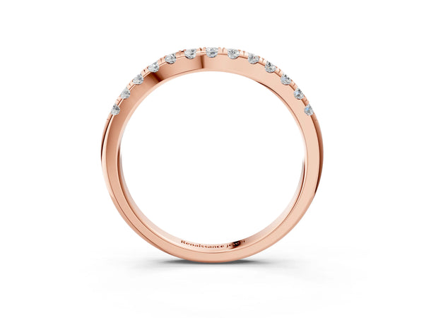 Rose gold Round Diamond Pavé Curved Eternity Band with Shared Prong Setting