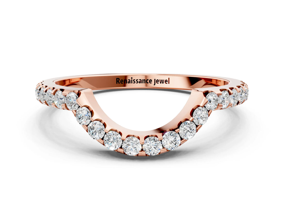 Rose gold Round Diamond Pavé Curved Eternity Band_4