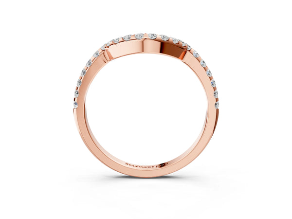 Rose gold Round Diamond Pavé Curved Eternity Band
