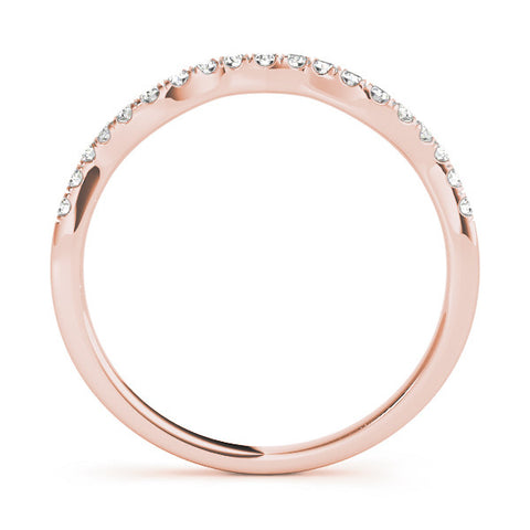 Rose gold Round Diamond Pavé Curved Wedding Band 1