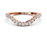 Rose gold Round Diamond Pavé Curved Wedding Band with Shared Prong Setting