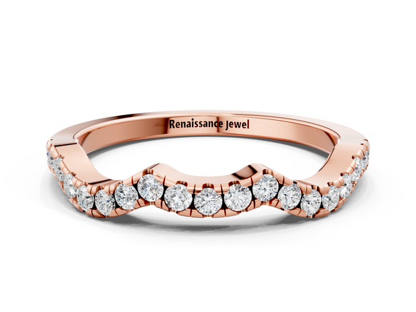 Rose gold Round Diamond Pavé Curved Wedding Band