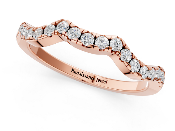Rose gold Round Diamond Pavé Curved Wedding Band