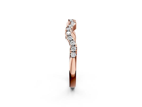 Rose gold Round Diamond Pavé Curved Wedding Band