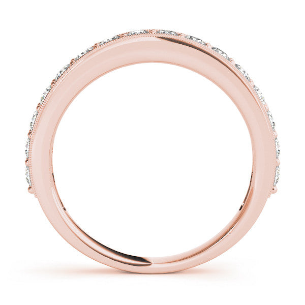 Rose gold Round Diamond Pavé Eternity Band with Milgrain Edge 1