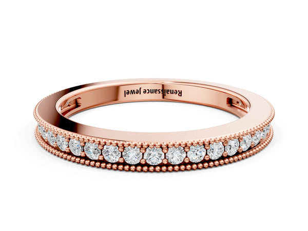 Rose gold Round Diamond Pavé Eternity Band with Milgrain Edge