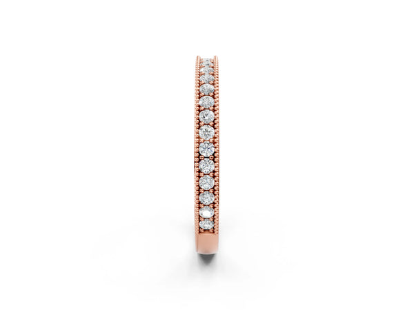 Rose gold Round Diamond Pavé Eternity Band with Milgrain Edge