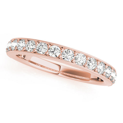 Rose gold Round Diamond Pavé Eternity Band with Milgrain Edge