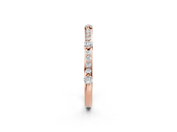 Rose gold Round Diamond Pavé Eternity Band with Prong Setting