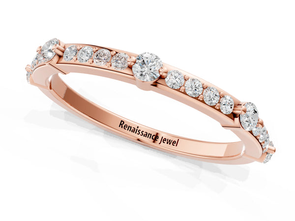 Rose gold Round Diamond Pavé Eternity Band with Prong Setting
