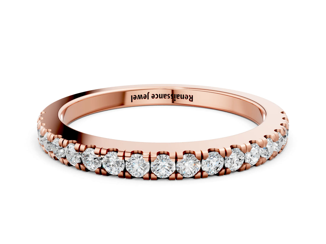 Rose gold Round Diamond Pavé Eternity Band with U-Prong Setting_4