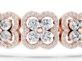 Rose gold Round Diamond Pavé Flower Motif Tennis Bracelet with Four-Prong Setting_12