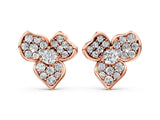 Rose gold Round Diamond Pavé Flower Stud Earrings