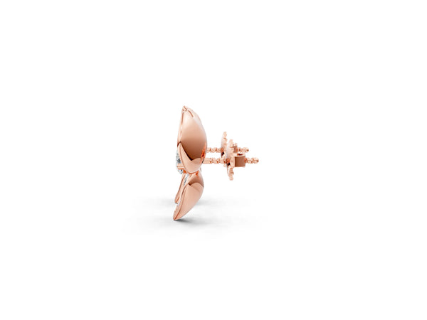 Rose gold Round Diamond Pavé Flower Stud Earrings
