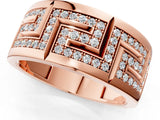 Rose gold Round Diamond Pavé Greek Key Mens Band_13
