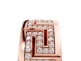 Rose gold Round Diamond Pavé Greek Key Mens Band_17
