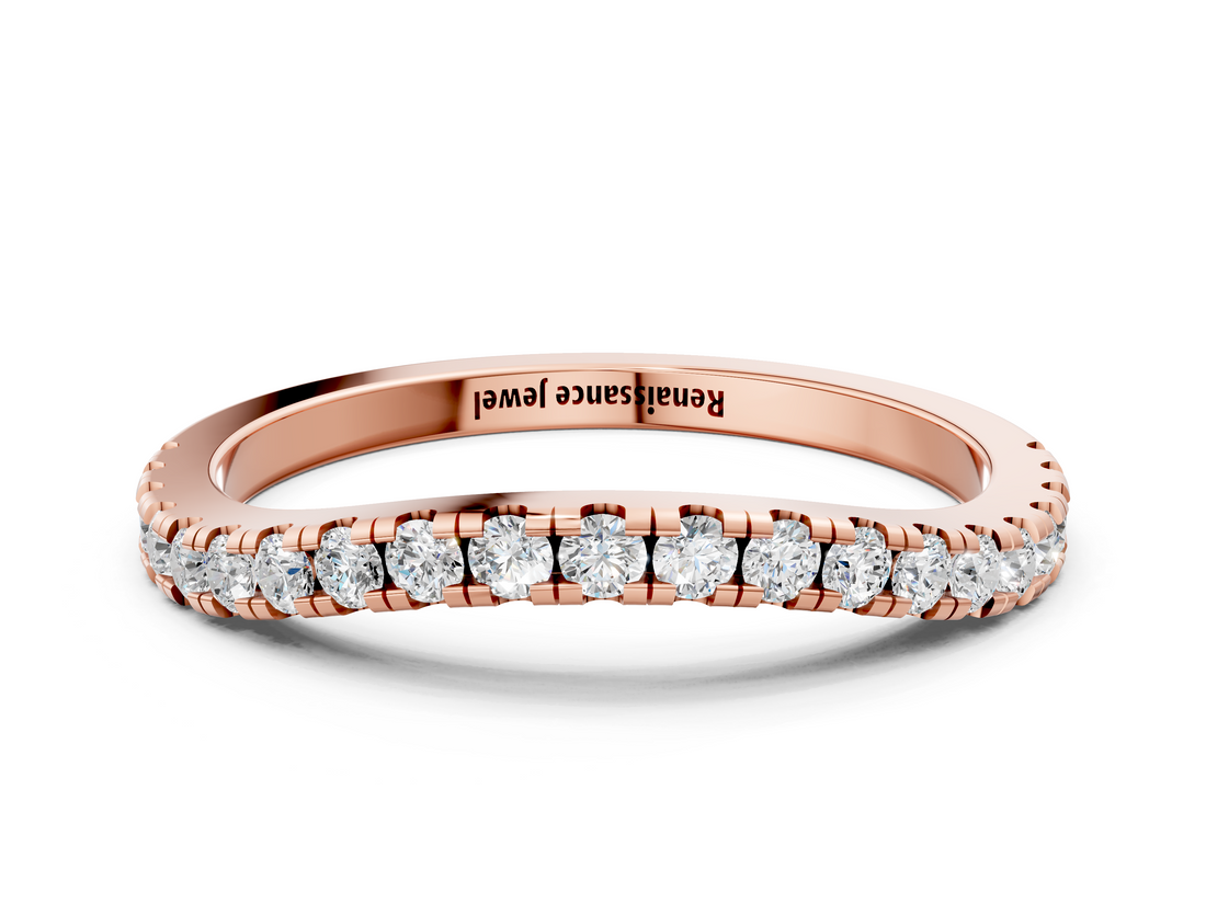 Rose gold Round Diamond Pavé Half Eternity Band with Shared Prong Setting_116