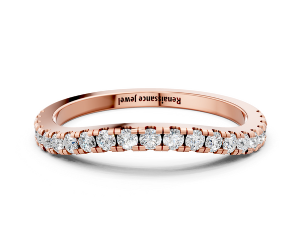 Rose gold Round Diamond Pavé Half Eternity Band with Shared Prong Setting