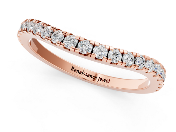 Rose gold Round Diamond Pavé Half Eternity Band with Shared Prong Setting