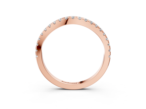 Rose gold Round Diamond Pavé Half Eternity Band with Shared Prong Setting