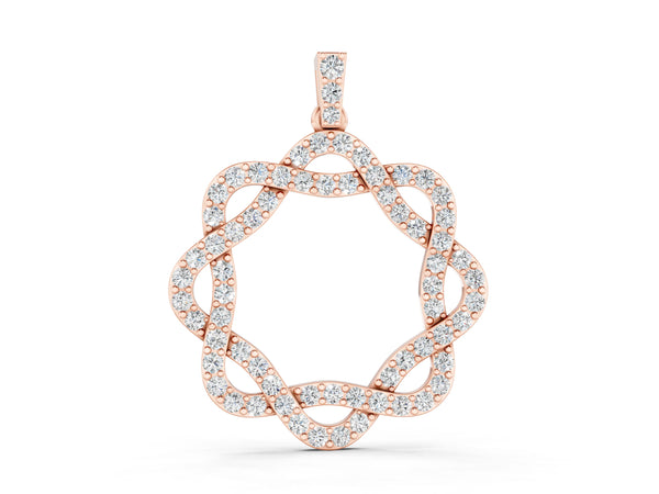 Rose gold Round Diamond Pavé Infinity Pendant with Prong Setting