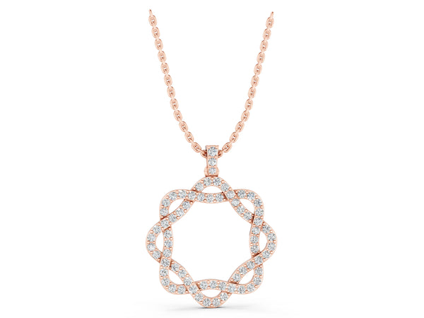 Rose gold Round Diamond Pavé Infinity Pendant with Prong Setting