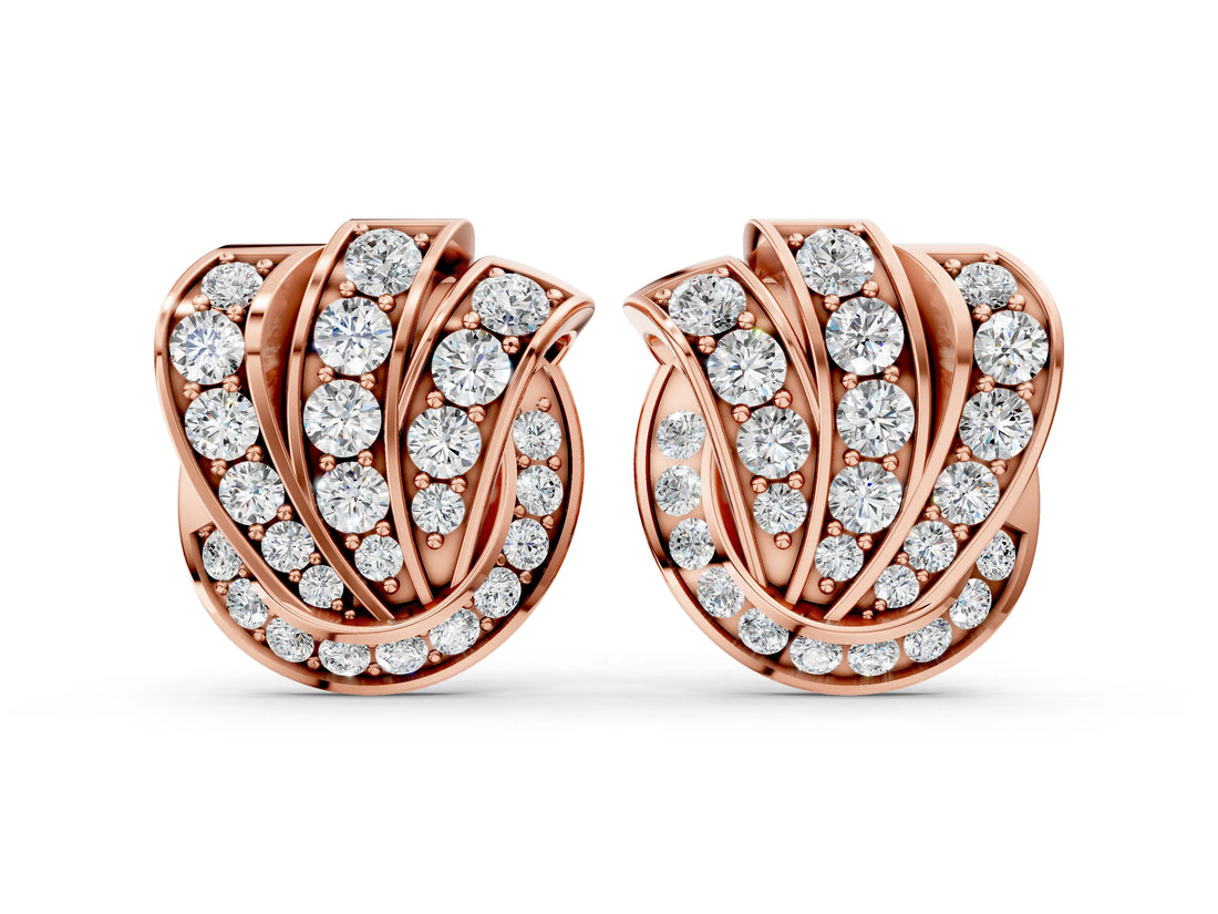 Rose gold Round Diamond Pavé Knot Stud Earrings
