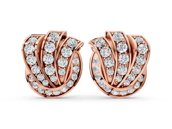 Rose gold Round Diamond Pavé Knot Stud Earrings