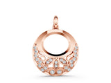 Rose gold Round Diamond Pavé Leaf Filigree Pendant_8