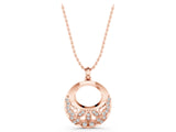Rose gold Round Diamond Pavé Leaf Filigree Pendant_9