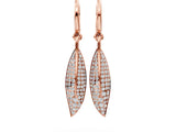 Rose gold Round Diamond Pavé Leaf Huggie Drop Earrings_4