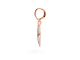 Rose gold Round Diamond Pavé Leaf Huggie Drop Earrings_5